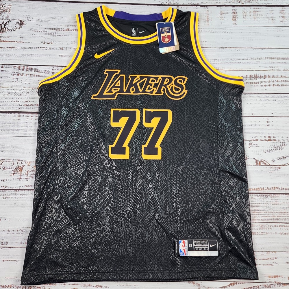 Nike LA Lakers Luka Doncic 77 Jersey Mens XL Black Snakeskin Mamba Custom NWT